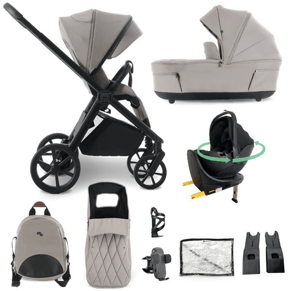 My Babiie MB450 Luxe 3-in-1 Travel System with Spin and Slide Car Seat and Isofix – Mink My Babiie