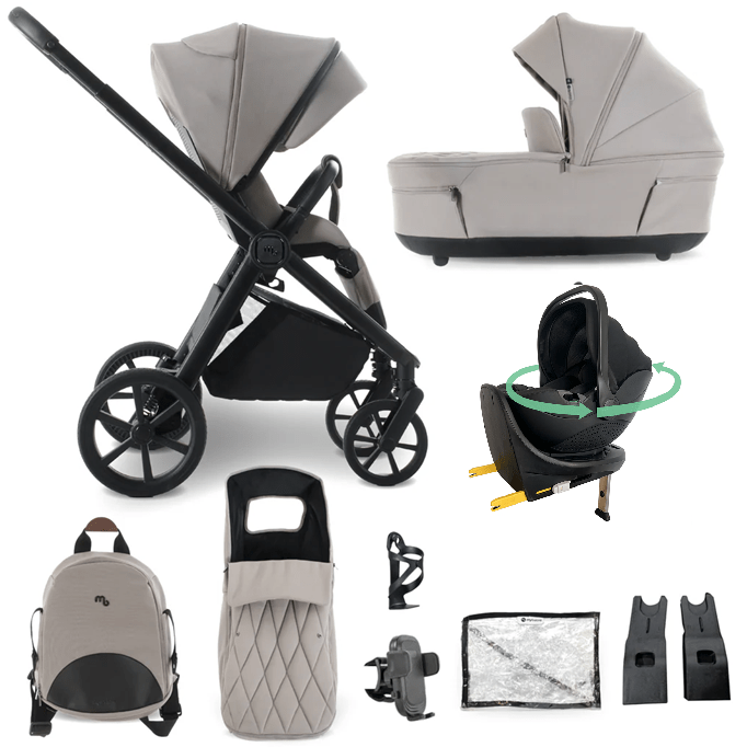 My Babiie MB450 Luxe 3-in-1 Travel System with Spin and Slide Car Seat and Isofix – Mink My Babiie