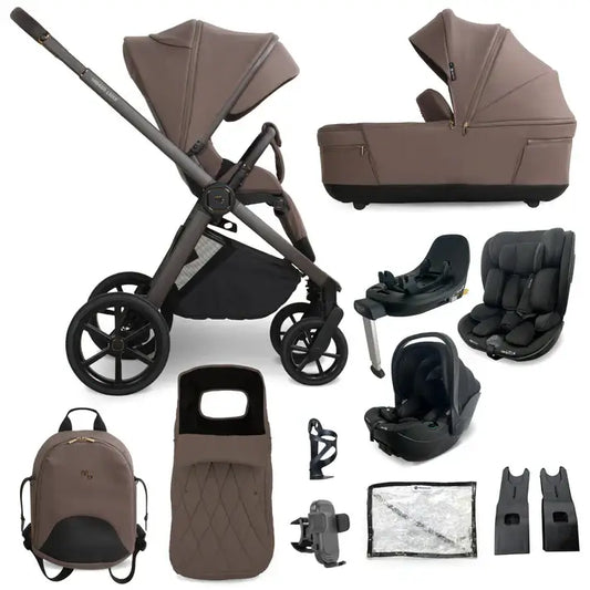 My Babiie MB450 Luxe All Stages Bundle with Spin & Slide Car Seats – Cookie (Exclusive)