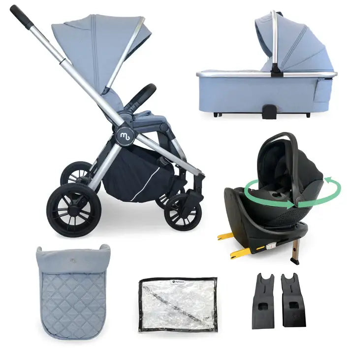 My Babiie MB450i 4-in-1 i-Size Travel System with Spin & Slide ISOFIX Base – Steel Blue