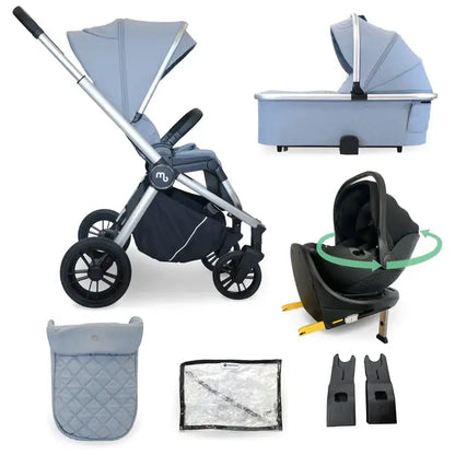 My Babiie MB450i 4-in-1 i-Size Travel System with Spin & Slide ISOFIX Base – Steel Blue