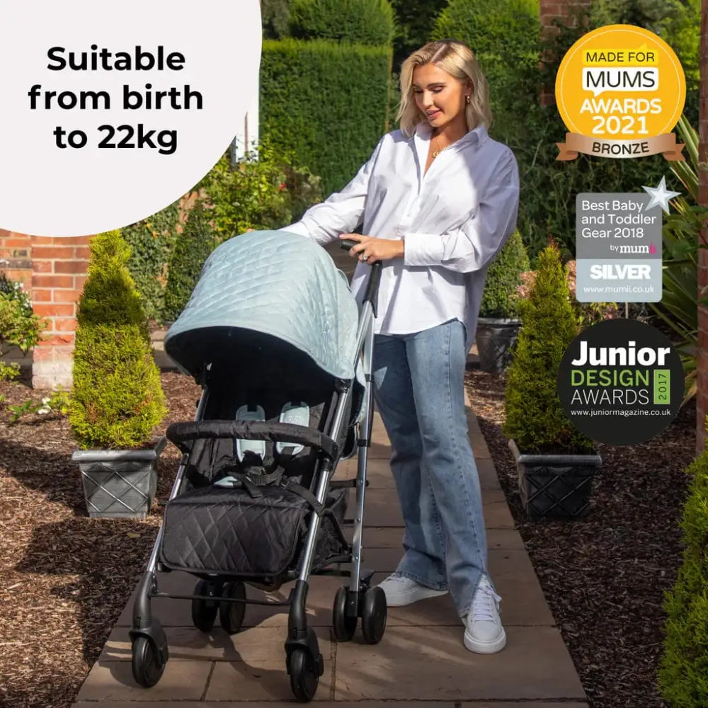 My Babiie MB51 Plus Stroller with Raincover - Quilted Aqua General My Babiie