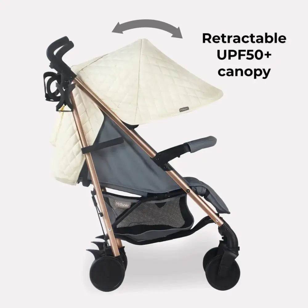 My Babiie MB51 Plus Stroller with Raincover - Quilted Champagne General My Babiie