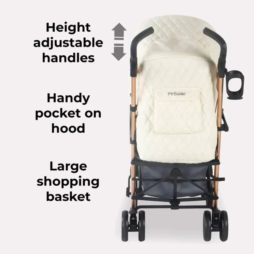 My Babiie MB51 Plus Stroller with Raincover - Quilted Champagne General My Babiie