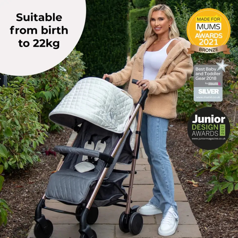 My Babiie MB51 Plus Stroller with Raincover - Quilted Champagne General My Babiie