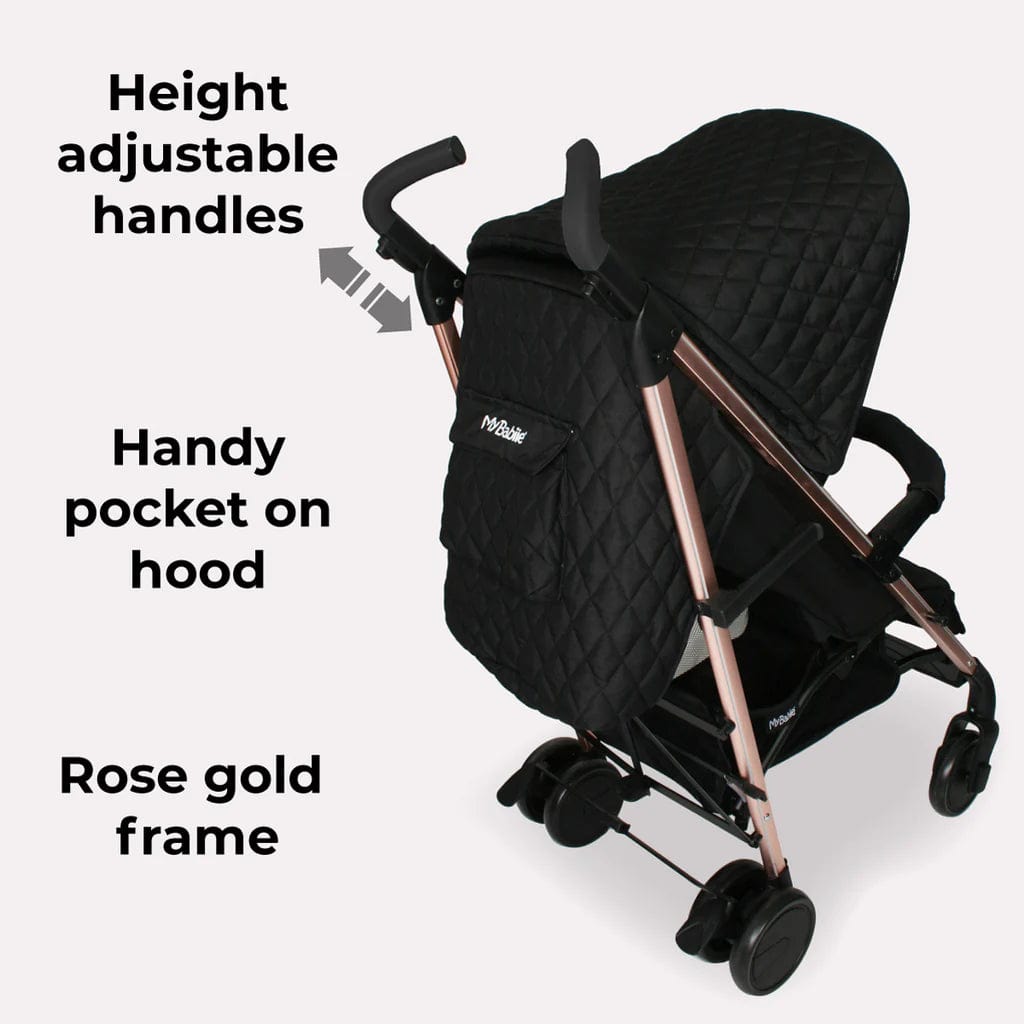 My Babiie MB51 Stroller Quilted Black Baby Boutique UK