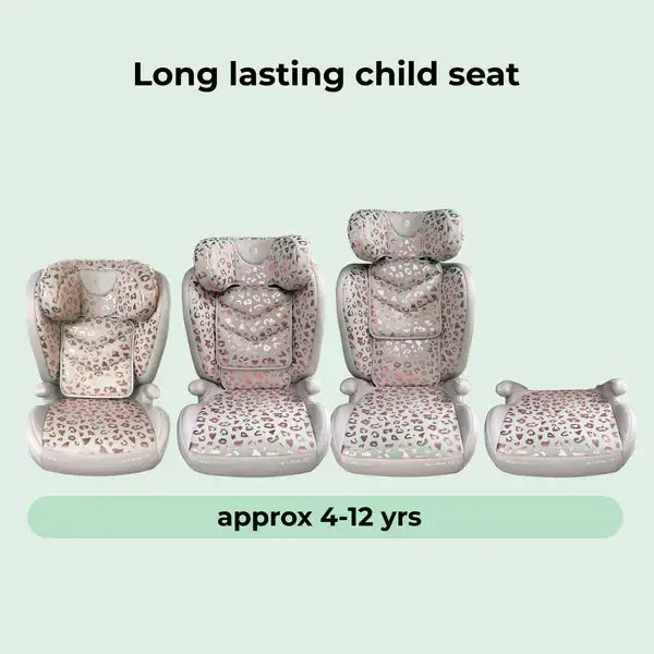 My Babiie MBCS23 Lite i-Size (100-150cm) High Back Booster Car Seat - Blush Leopard My Babiie