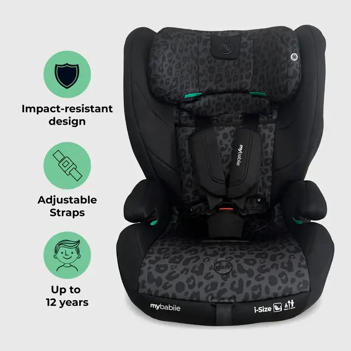 My Babiie MBCS75 Toddler to Booster R129 Car Seat with ISOFIX - Black Leopard