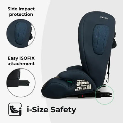 My Babiie MBCS75 Toddler to Booster R129 Car Seat with ISOFIX - Navy Leopard