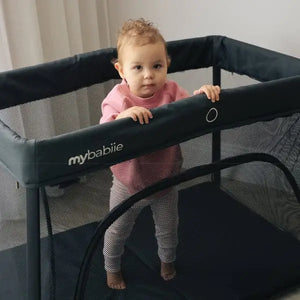 My Babiie MBTC2 Air-Light 2-in-1 Travel Cot with Bassinet – Black My Babiie