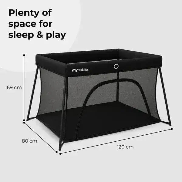 My Babiie MBTC2 Air-Light 2-in-1 Travel Cot with Bassinet – Black My Babiie