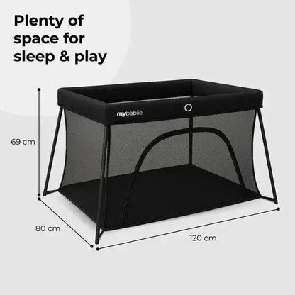 My Babiie MBTC2 Air-Light 2-in-1 Travel Cot with Bassinet – Black My Babiie
