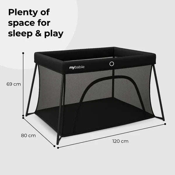 My Babiie MBTC2 Air-Light 2-in-1 Travel Cot with Bassinet – Black My Babiie