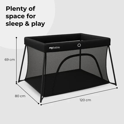 My Babiie MBTC2 Air-Light 2-in-1 Travel Cot with Bassinet – Black My Babiie
