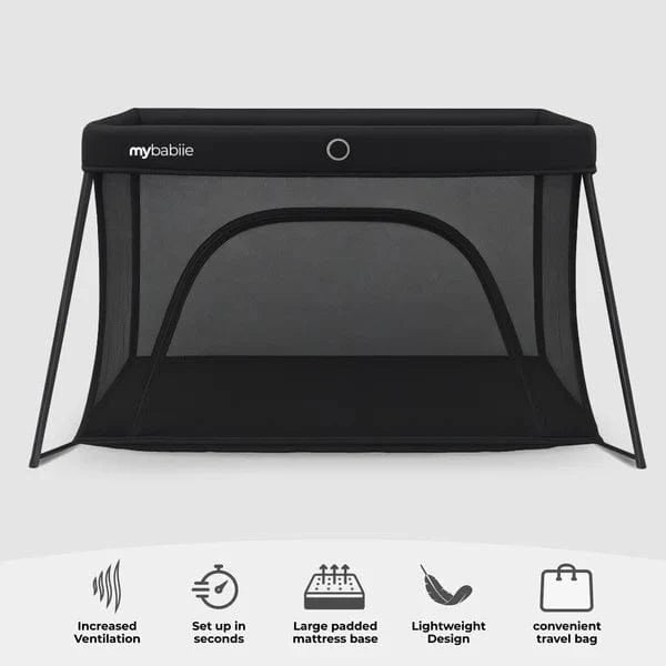 My Babiie MBTC2 Air-Light 2-in-1 Travel Cot with Bassinet – Black My Babiie