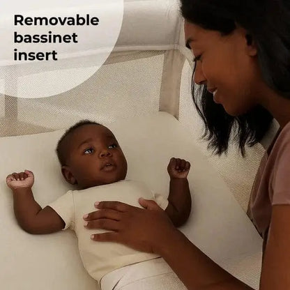 My Babiie MBTC2 Air-Light 2-in-1 Travel Cot with Bassinet – Ivory My Babiie