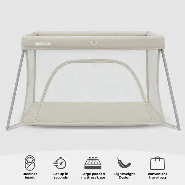 My Babiie MBTC2 Air-Light 2-in-1 Travel Cot with Bassinet – Ivory My Babiie
