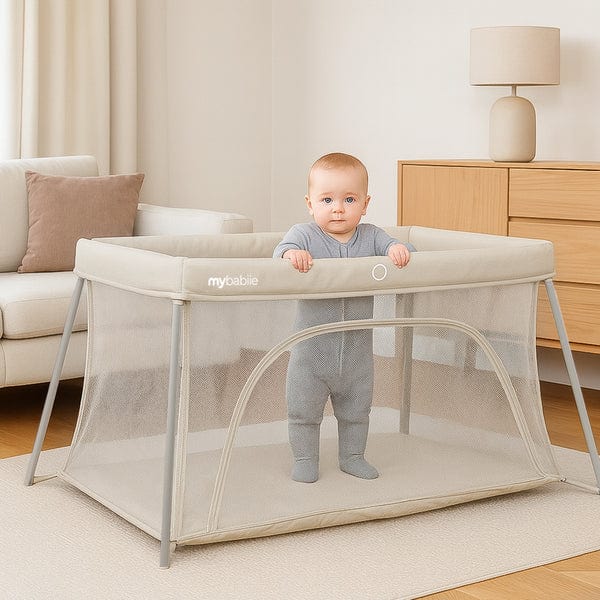 My Babiie MBTC2 Air-Light 2-in-1 Travel Cot with Bassinet – Ivory My Babiie