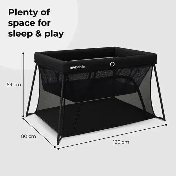My Babiie MBTC3 Air-Light 3-in-1 Travel Cot with Bassinet – Black My Babiie