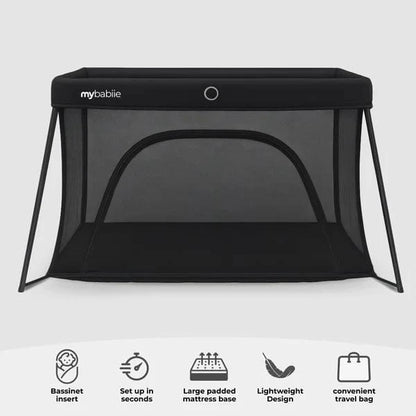 My Babiie MBTC3 Air-Light 3-in-1 Travel Cot with Bassinet – Black My Babiie