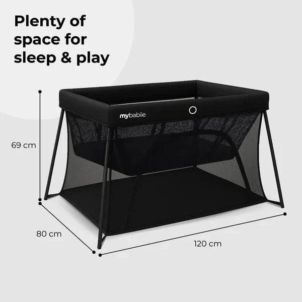 My Babiie MBTC3 Air-Light 3-in-1 Travel Cot with Bassinet – Black My Babiie