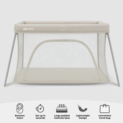 My Babiie MBTC2 Air-Light 2-in-1 Travel Cot with Bassinet – Ivory My Babiie