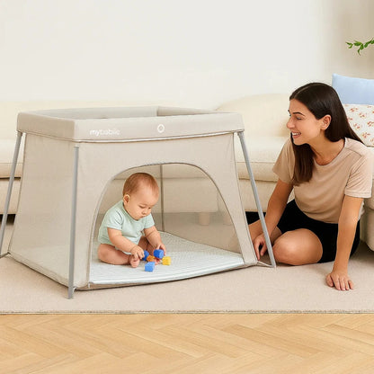 My Babiie MBTC2 Air-Light 2-in-1 Travel Cot with Bassinet – Ivory My Babiie