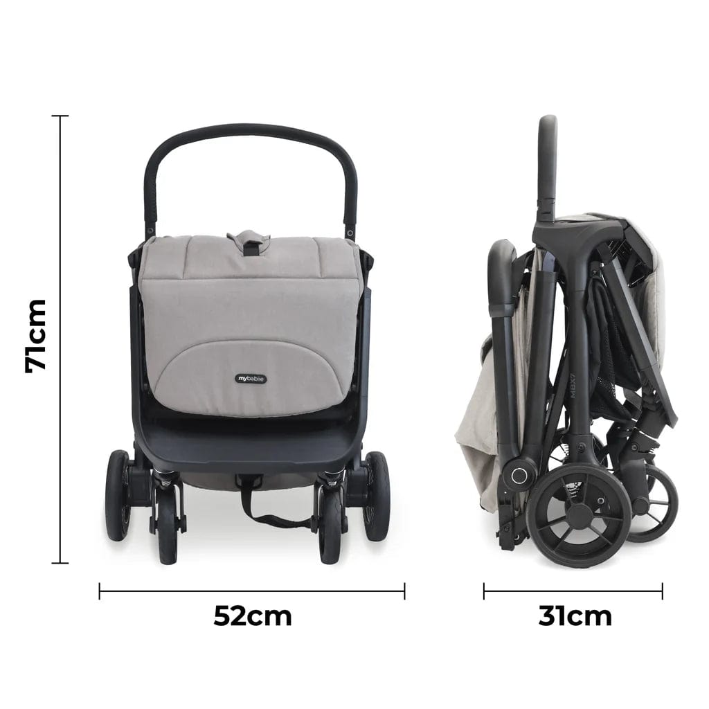 My Babiie MBX7 Auto Folding Compact Stroller Beige Baby Boutique UK