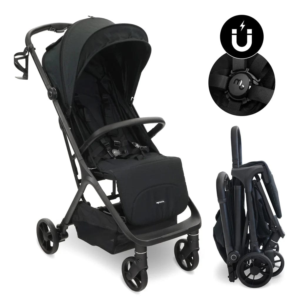 My Babiie MBx7 Plus Auto Fold Stroller - Black  My Babiie   