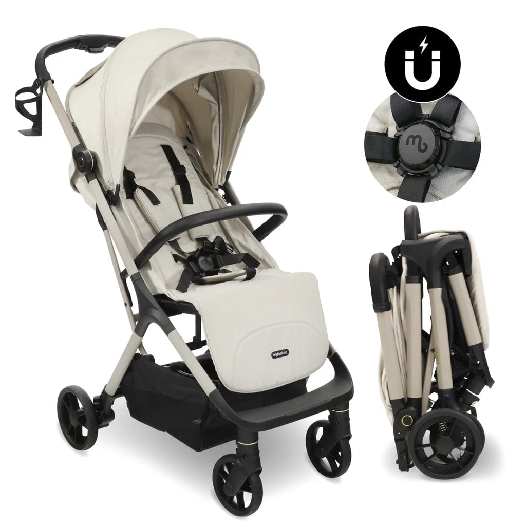 My Babiie MBx7 Plus Auto Fold Stroller - Ivory  My Babiie   