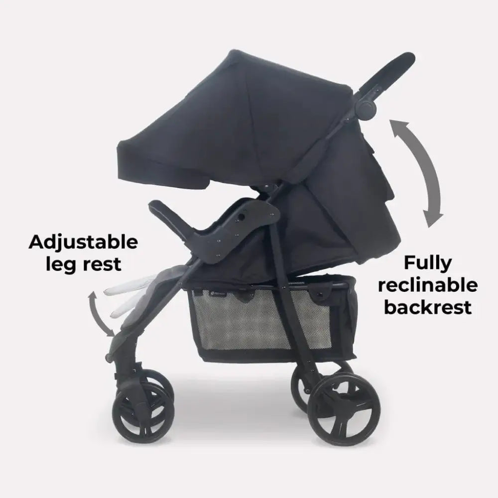 My Babiie Stroller MB30 Plus with Raincover in Black and Grey My Babiie