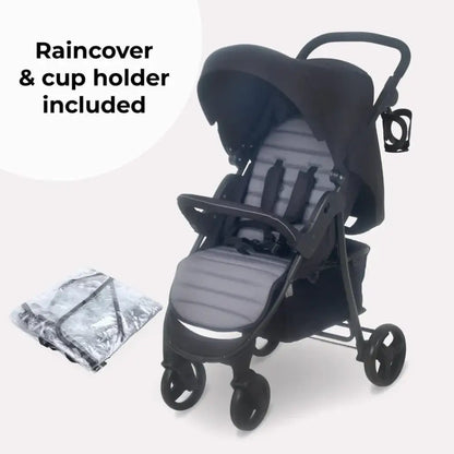 My Babiie Stroller MB30 Plus with Raincover in Black and Grey My Babiie