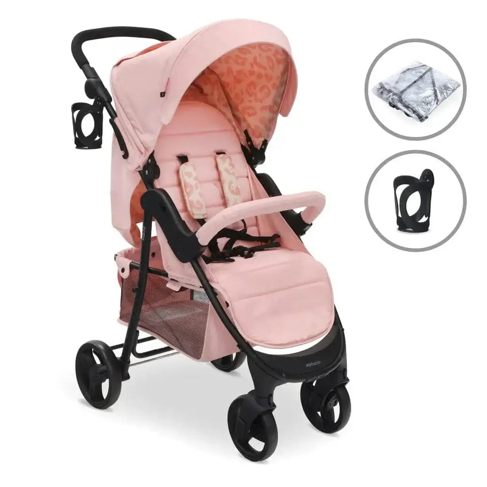 pink baby stroller My Babiie MB30 Plus Stroller with Raincover