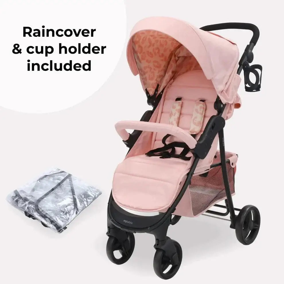 My Babiie Stroller MB30 Plus with Raincover in Pink Leopard My Babiie