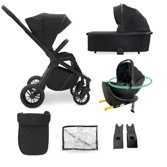 My Babiie Travel System 3 in 1 i-Size With Spin 360 Car Seat and Isofix - Black My Babiie