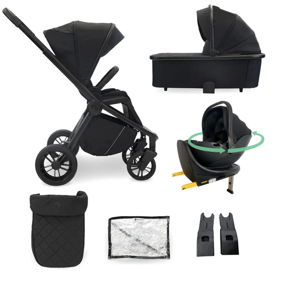 My Babiie Travel System 3 in 1 i-Size With Spin 360 Car Seat and Isofix - Black My Babiie