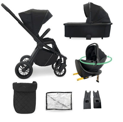 My Babiie Travel System 3 in 1 i-Size With Spin 360 Car Seat and Isofix - Black My Babiie