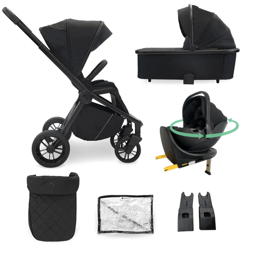 My Babiie Travel System 3 in 1 i-Size With Spin 360 Car Seat and Isofix - Black My Babiie