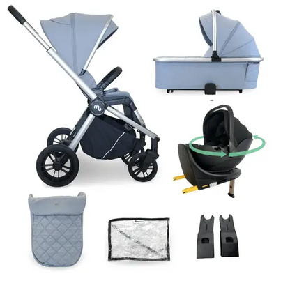 My Babiie Travel System 3 in 1 - MB450 i-Size 360 Spin Car Seat With Isofix- Steel Blue My Babiie