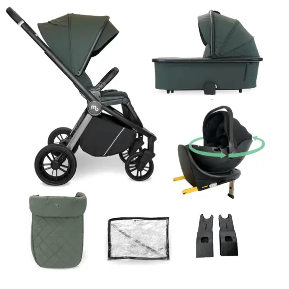 My Babiie Travel System 3 in 1 - MB450 i-Size 360 Spin Car Seat With Isofix - Forest Green My Babiie