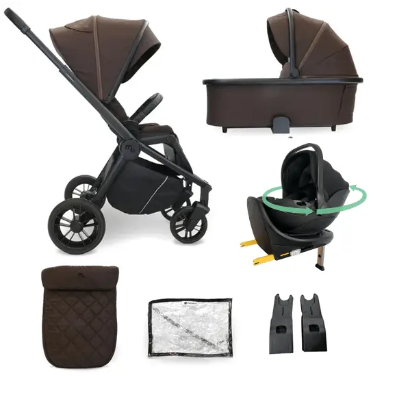 My Babiie Travel System 3 in 1 - MB450 i-Size 360 Spin Car Seat With Isofix - Chocolate My Babiie