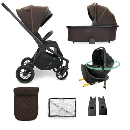 My Babiie Travel System 3 in 1 - MB450 i-Size 360 Spin Car Seat With Isofix - Chocolate My Babiie