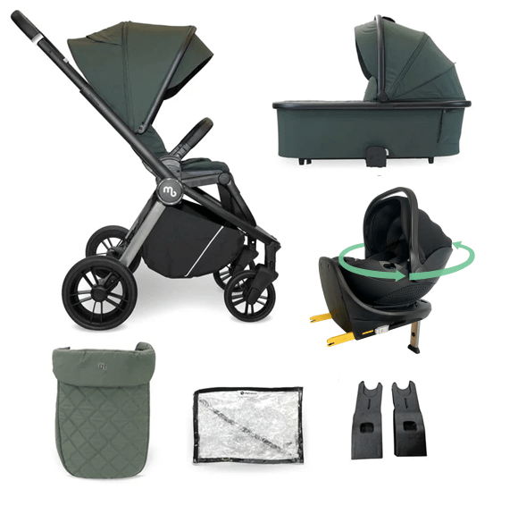 My Babiie Travel System 3 in 1 - MB450 i-Size 360 Spin Car Seat With Isofix - Forest Green My Babiie