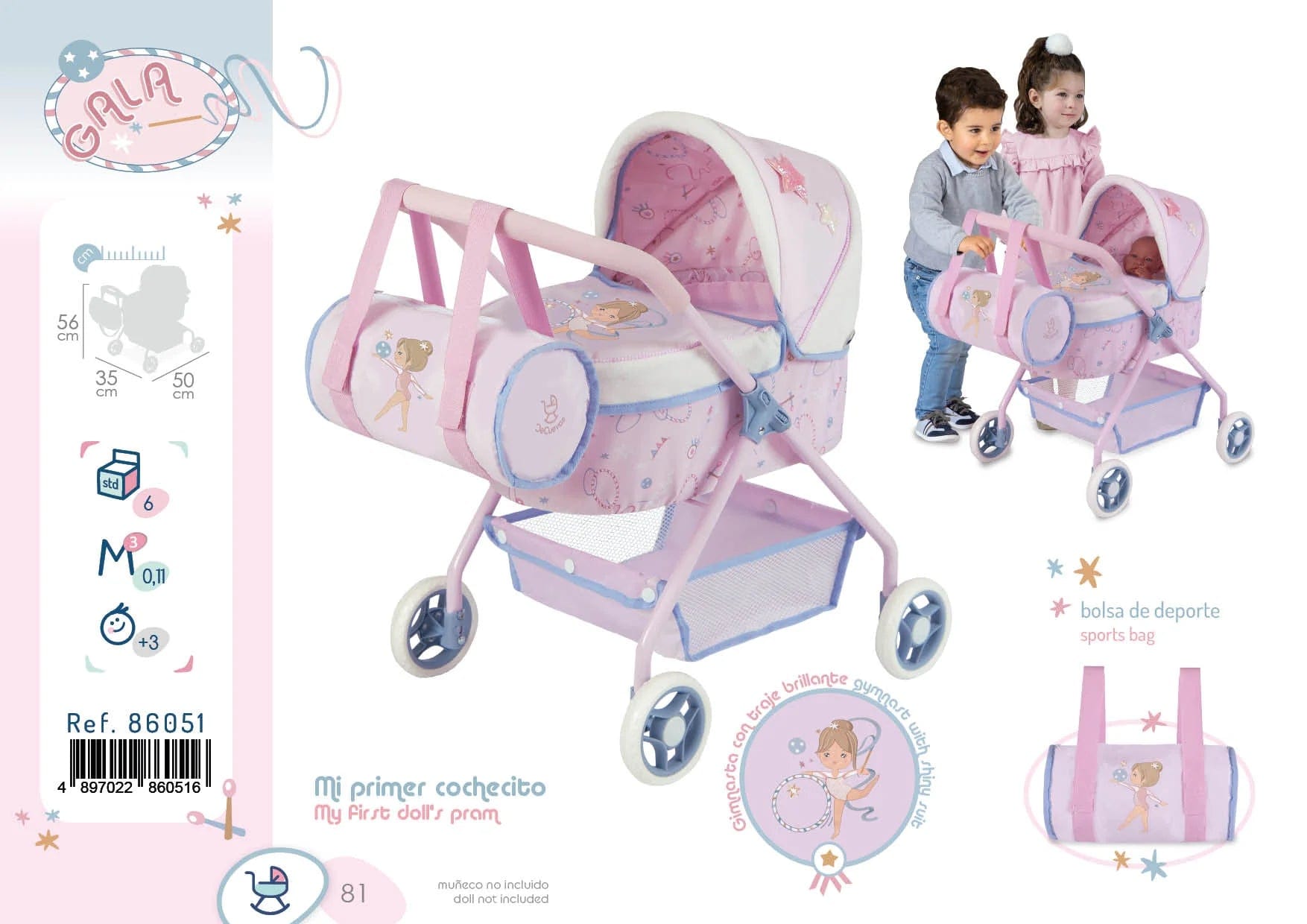 My First Dolls Pram - Gala Collection  De Cuvas   