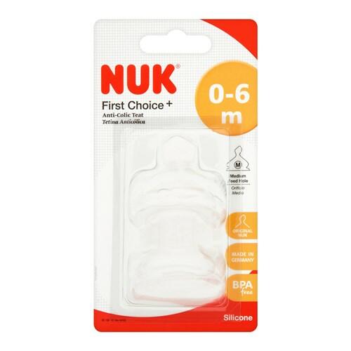 NUK First Choice+ Silicone Teat 0-6m Medium 2Pk  Nuk   