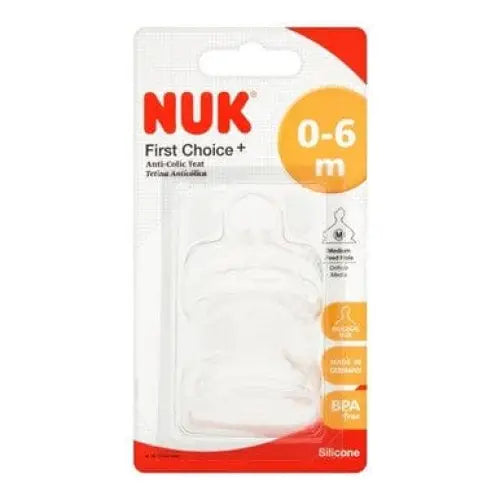 NUK First Choice+ Silicone Teat 0-6m Medium 2Pk General nuk