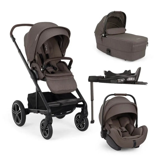 Nuna MIXX NEXT Travel System with Carrycot ARRA Flex & BASE Curv – Chestnut