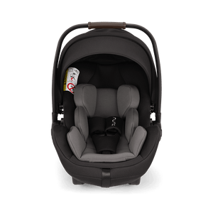 Dark gray nuna arra flex car seat with soft contoured padding and sleek modern design for babies 0 to 13kg