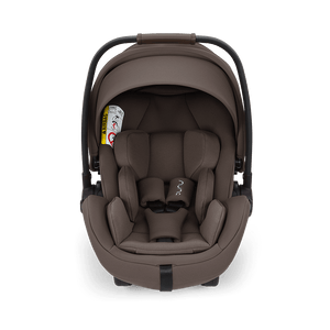 Nuna ARRA Flex infant car seat in chestnut with padded fabric upholstery and flat recline i-Size design for babies 0–13kg