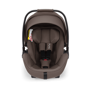 Nuna ARRA Flex chestnut baby car seat with flat recline i-size design and black structural frame for infants 0 to 13kg